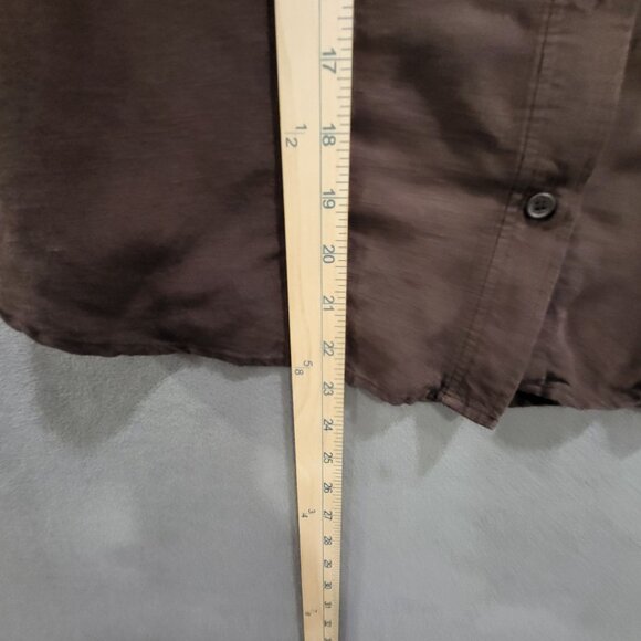 New York & Company Linen Blend Button Up Shirt Women's Size Large Short Sleeves - Picture 6 of 6